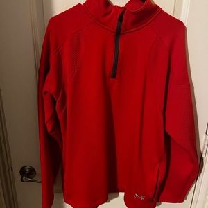Under Armour, loose, 3/4 zip pullover, orange, heavier material